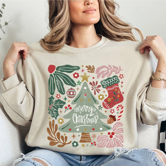 Tan Merry Christmas Sweatshirt